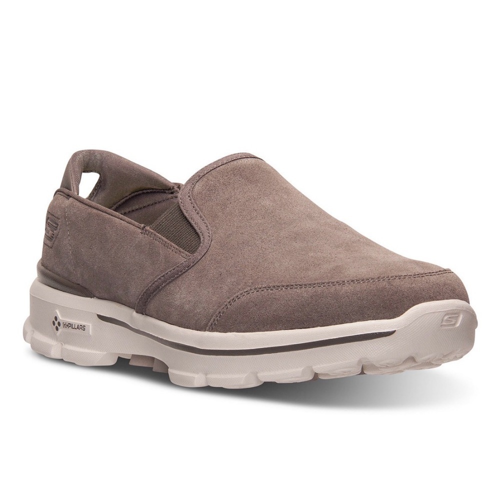 Skechers Men's Brown GOwalk 3 Suede Walking Sneakers - Picture 2 of 5